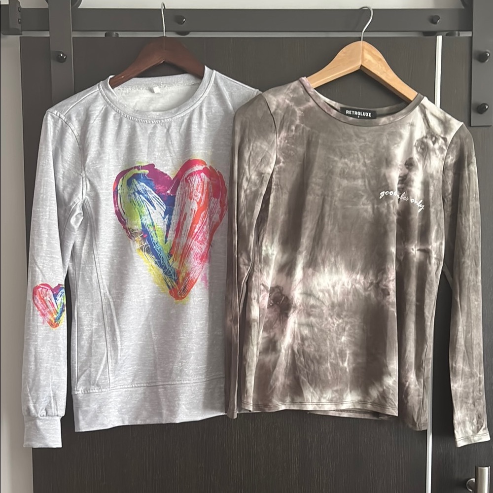 2 women’s long sleeve tops- adult small